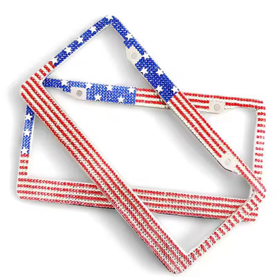 Crystal Diamond Car License Plate Frame Holder Stainless Steel Bling Rhinestone Car Plate Holder License Plate Frame