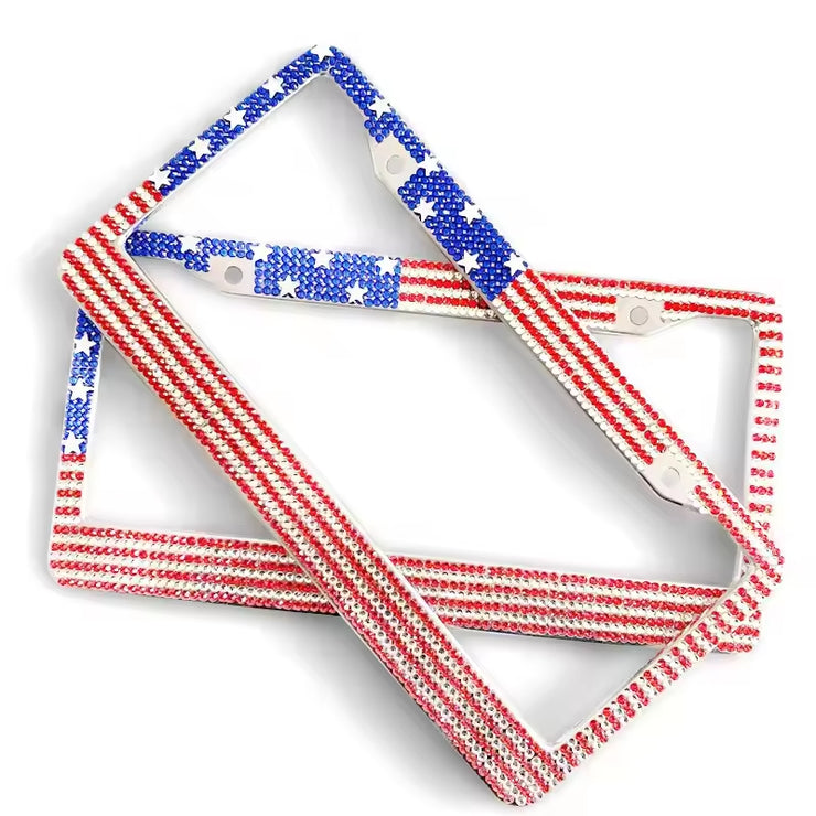 Crystal Diamond Car License Plate Frame Holder Stainless Steel Bling Rhinestone Car Plate Holder License Plate Frame