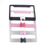 Car Accessories Black Bling License Plate Frame With Bow