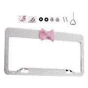 Car Accessories Black Bling License Plate Frame With Bow
