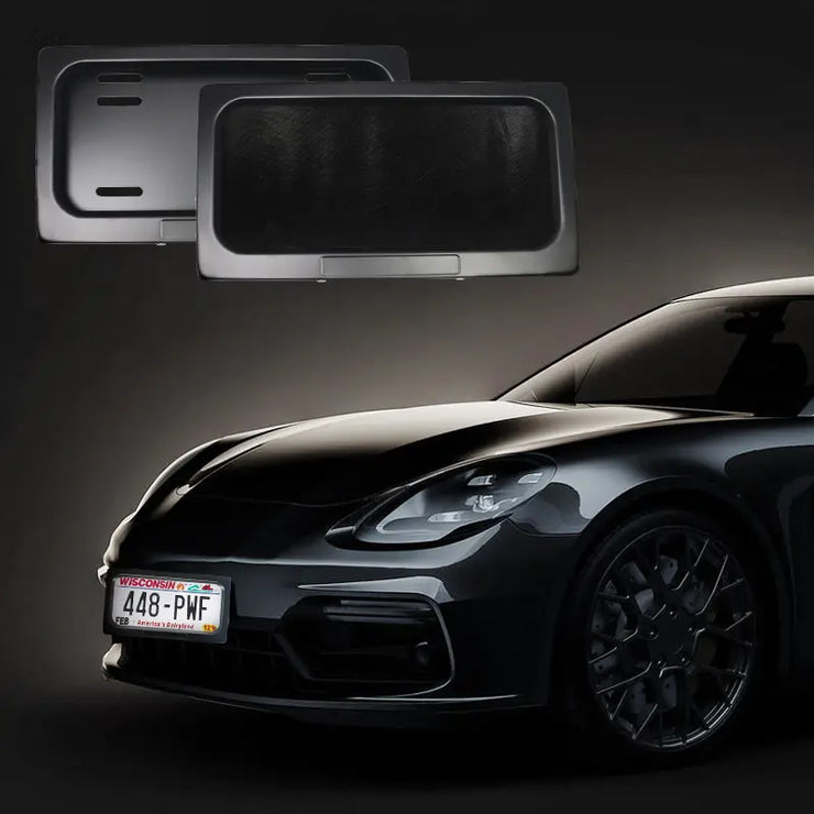 2 Pack US Standard Electric Retractable Curtain Car License Plate Cover Stealth US License Plate Curtain