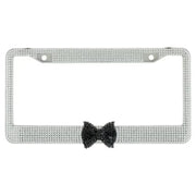 Car Accessories Black Bling License Plate Frame With Bow