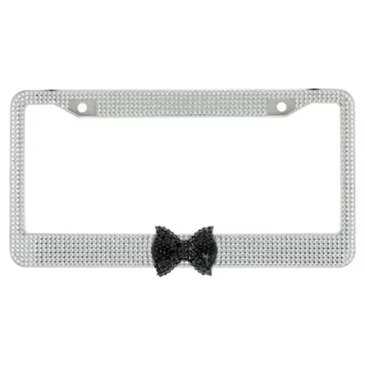 Car Accessories Black Bling License Plate Frame With Bow