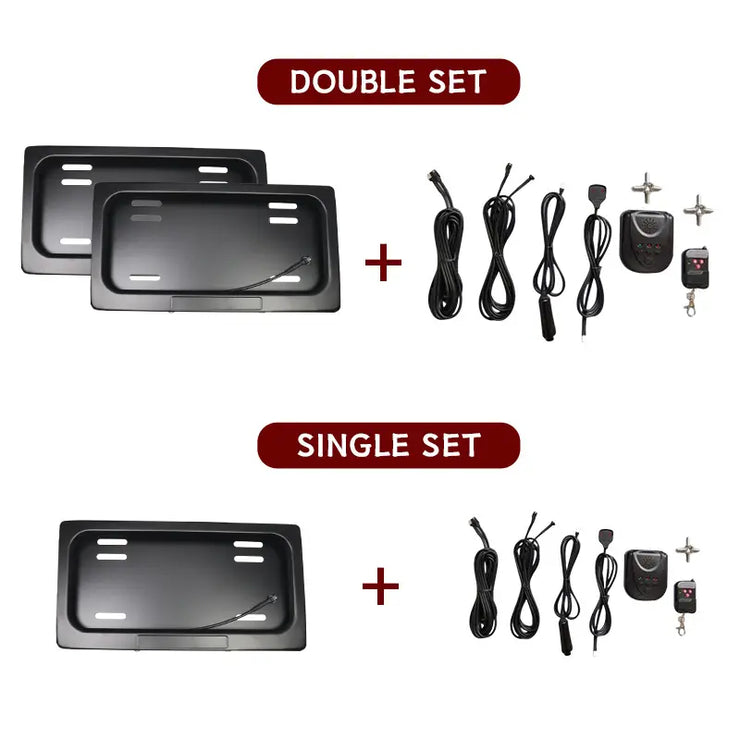 2 Pack US Standard Electric Retractable Curtain Car License Plate Cover Stealth US License Plate Curtain